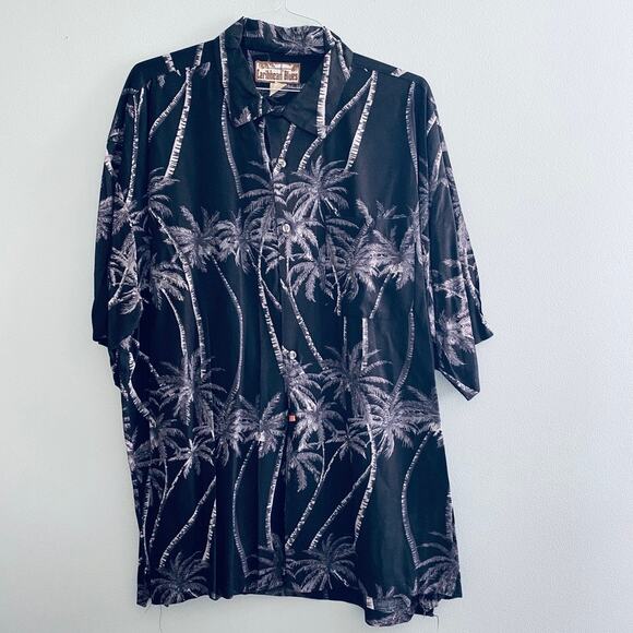 Caribbean Blues palm print short sleeve button down - Picture 2 of 7
